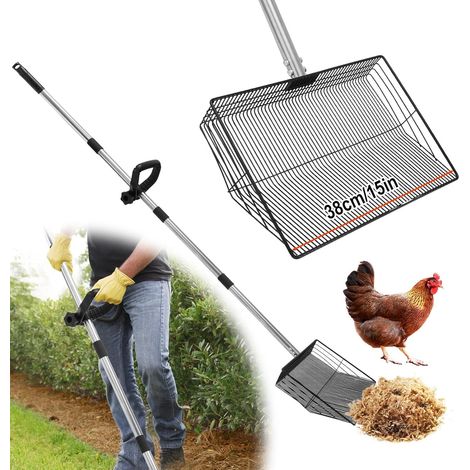 Pelle à Fientes pour Poulaillers Réglable avec Poignée de 137CM, Pelle à Crottes de Poulet, Accesso de Poulailler, Pelle à Tamis pour la Séparation du Poulet, Pelle à Crotte pour Chien Litiere (1/5)