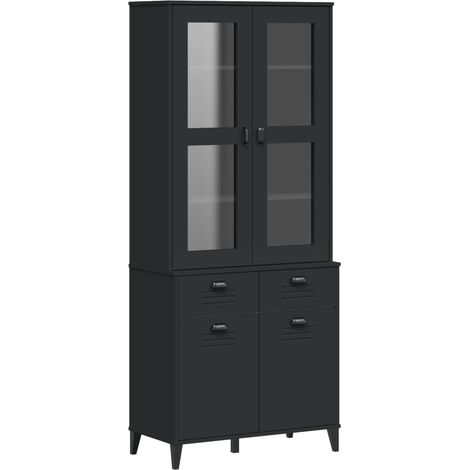 Maison Exclusive - Credenza VIKEN Nera 80x40x190 cm in Legno Massello di Pino