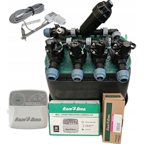 Kit Rain Bird a 4 sezioni: collettore con filtro e compressore, RC2, RSDBex, pozzetto, PE 32 (1/5)