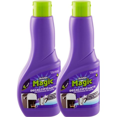 Mister Magic - Decalcificante Macchinetta caffè, Trattamento Anticalcare per Piccoli Elettrodomestici, Biodegradabile al 98%, Confezione da 2 pezzi da 200 ml (1/4)