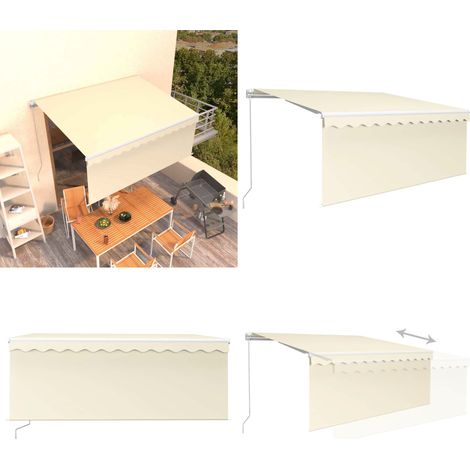 Auvent manuel rétractable avec store 3x2,5 m Crème - Store extérieur - Protection solaire (1/5)