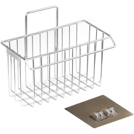 Porte-éponge Panier de Rangement en pour éponges, Torchons, Rangement d'Evier, Support pour Éponge, Brosse, Support d'évier Cuisine Liquide Vaisselle Adhésif Fort - Rangement Cuisine (1/5)