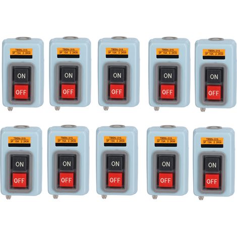 10Pcs Bouton de démarrage moteur triphasé 2 positions, boîtier de commande TBSN-315 380V 15A (1/5)
