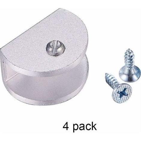 INHHUB Set of 4 Adjustable Aluminum Alloy Clamp Brackets for 8-12mm Thick Glass Shelves (Semi-Circular) - INHHUB (1/5)