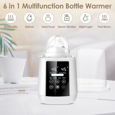 Scaldabiberon multifunzionale, scaldabiberon elettrico veloce 6 in 1, sterilizzatore per biberon con touch screen, sterilizzatore a vapore con temperatura intelligente, spegnimento automatico (1/4)