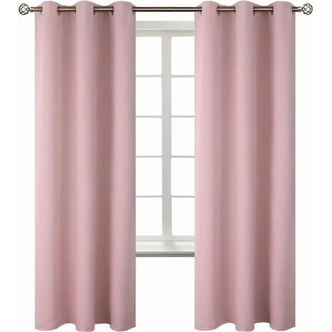 Rideaux occultants élégants à œillets pour chambre à coucher, isolants thermiques, bleu marine, lot de 2 panneaux, 107 cm (largeur) x 160 cm (longueur), économes en énergie et réduisant le bruit. (1/4)