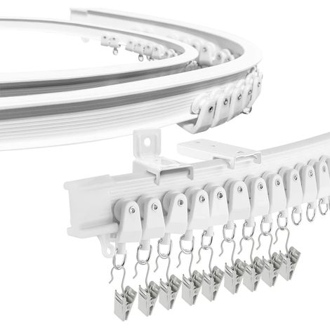 14ft Foldable Ceiling Curtain Track for Bay Windows Curtain Track Plastic Curtain Track and Wall Fixings for RV Room Divider White (1/5)
