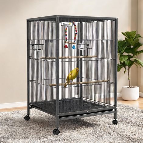 Cage pour oiseaux cinzento en aço métal e PP 48 x 46 x 78 cm (1/5)