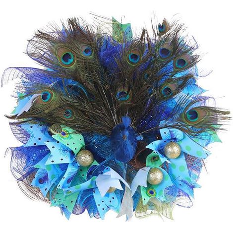 Guirlande En Plumes De Paon - Décoration Murale Extérieure Pour Porte Jardin Fête - Diamètre 45 Cm - 1 Pièce (1/5)