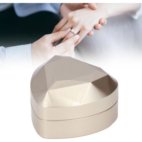 LED-Ringbox, Luxus-Ringbox mit LED-Beleuchtung, Verlobungsringbox, Ringpräsentationsbox, Geschenkbox, herzförmige Schmuckbox für Ohrringe, goldene Ringbox (1/5)