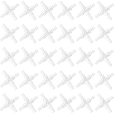 Lot de 30 raccords en L pour tuyau d'air d'aquarium 4 mm, adaptateur 3 ou 4 voies, couleur cristal. (1/5)