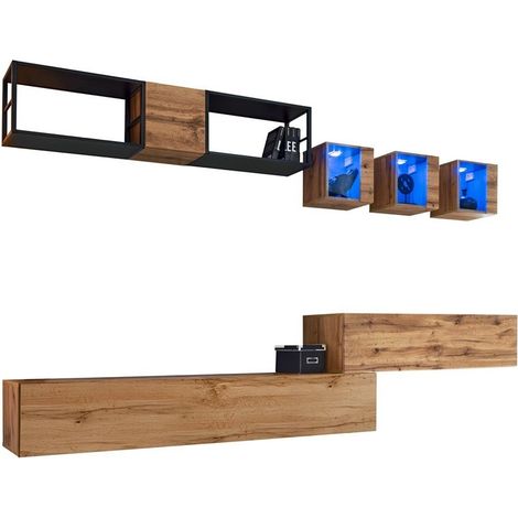 Set di mobili da salotto in stile industriale SWITCH M3. Colore quercia. (1/5)