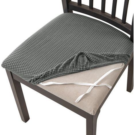 Dining Chair Covers, 4 Pack Elegant Waterproof Dining Chair Covers High Stretch Washable Seat Protector for Banquet Kitchen Party Hotel-Gray (1/5)