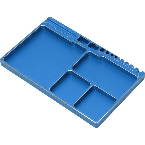 Plateau magnétique à vis en alliage d'aluminium avec adsorption magnétique, largement utilisé pour la réparation de pièces RC, bleu. (1/5)