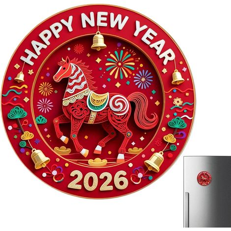 Aimants pour Réfrigérateur 2026 Cheval Magnétique 2D Décor D'Intérieur pour Célébrations Festives Fêtes Pour Porte Casier Armoire Mur Bureau Cuisine Salon Tableau Blanc Fêtes Célébrations (1/5)