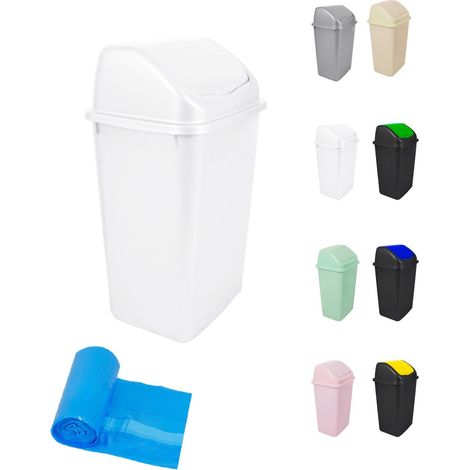 Cubo de Basura con Tapadera Basculante - 15L / 25L / 30L / 50L - Papelera Ideal para Cocina, Baño y Oficina (1/5)