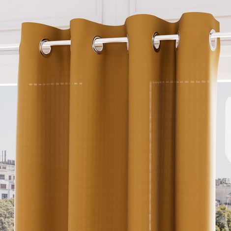 Voile oeillets jacquard 135X250 cm VELVET ocre, par Soleil d'ocre (1/2)