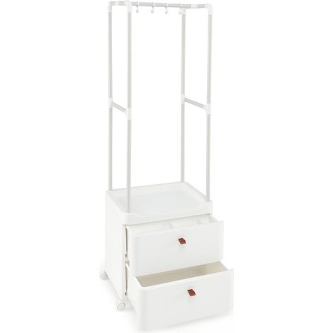 Perchero con barra para colgar y cajones 52 x 40 x 161 cm fácil movilidad estilo moderno metal blanco 200018986