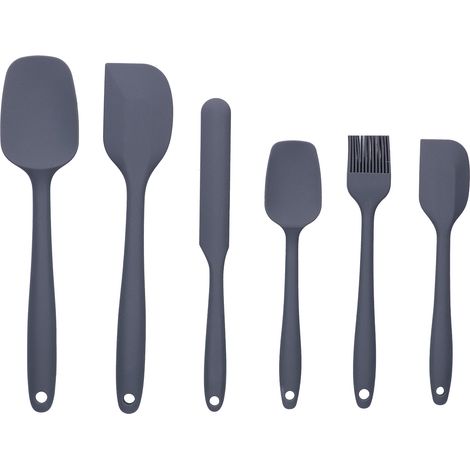 Juego de 6 espátulas, acero inoxidable, silicona, resistentes al calor hasta 230 °C, utensilios de cocina y repostería. (1/5)