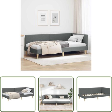vidaXL Canapé convertible - Cadre de lit d'angle Gris foncé 100 cm x 200 cm (1/5)