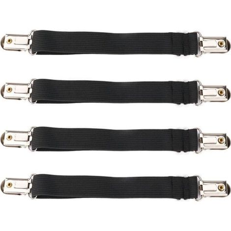 4Pcs Attaches Drap de Lit Housse Matelas Canapé Réglable Sangle Housse de Maintient Tendeur Draps Bretelles Noir (1/4)