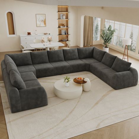 Sofa in Dunkelgrau aus Chenille mit hochelastischer Schaumstoffpolsterung (1/5)