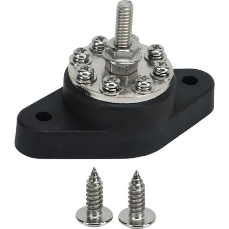Répartiteur d'énergie à plot fileté M6, noir, 6,35 mm (1/4"), pour batterie 12 V/48 V, boîtier de jonction de barre collectrice, pour auto, van, bateau et poids lourd. (1/5)