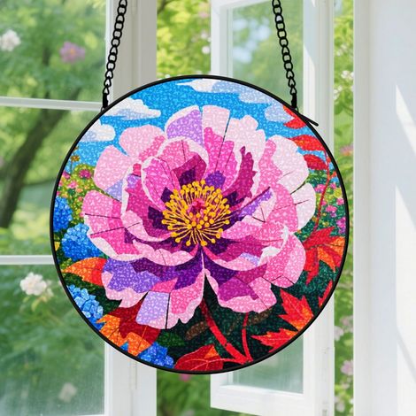 Suspension en vitrail, attrape-soleil élégant minimaliste, décoration intérieure jardin, cadeau Anniversaire pour femme, homme, tante, oncle 12,5 cm (1/5)