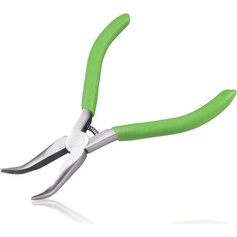 Pince à bec courbé pour la fabrication de bijoux, pince à bec courbé de 12,7 cm, mâchoires dentelées, fournitures de fabrication de bijoux, mini pince pour saisir de petits composants (1/5)