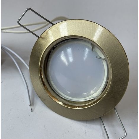 Spot encastré LED 6W Ø 76mm couleur or satiné fixe avec lampe 2700K 450lm GU10V 230V interieur IP20 WALT TRAJECTOIRE 110033LED (1/3)