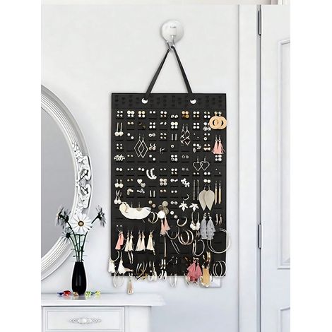 1 PCE Organisateur de bijoux en feutre, porte-à-faux pour boucles d'oreilles suspendues, sac de rangement, décoration murale, étagère d'affichage de bijoux murale, sac de rangement pour colliers (1/4)