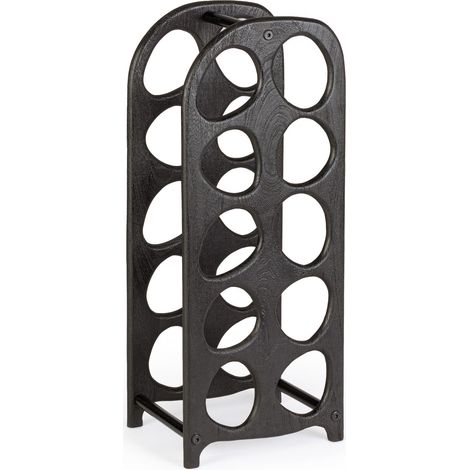 Porta Bottiglie in Legno Nero Moderno da Interno - PAULINA - Colore: Nero (1/4)
