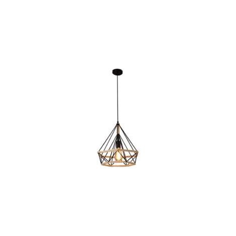 Lampe suspendue en style industriel, forme losangulaire, 25 cm – Câble noir en chanvre – Hauteur : 25 cm – Longueur du câble réglable : 100 cm – Tension : 110-220 V (1/5)