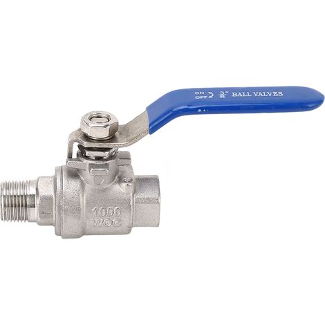 Vanne à bille à passage intégral, raccord de tuyauterie fileté mâle et femelle NPT 3/8 pouce, vanne à bille en acier inoxydable 1000WOG