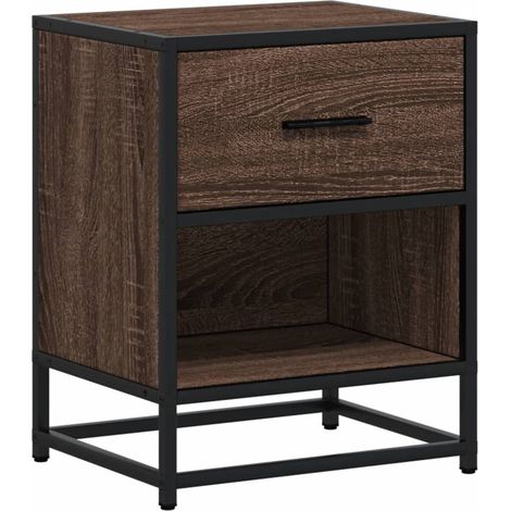 Comodino con cassetto e vano a giorno 40 x 31 x 50 cm MDF marrone e acciaio DEC033703