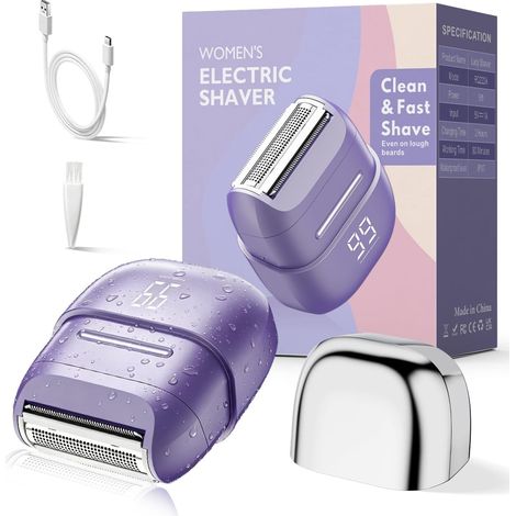 Wireless Electric Shaver for Women: IPX6 Waterproof Bikini Trimmer with LED Display – Rechargeable Wet/Dry Shaver for Face, Body, and Pubic Hair (1/5)