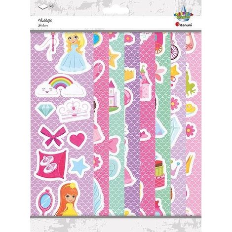 Adesivi di carta 8 tavole/accessori da principessa