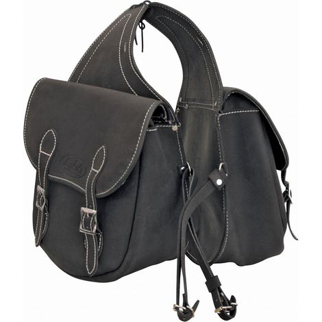 Marron - Sac arrière en cuir suédé avec surpiqûres contrastées et lacets