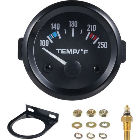 Termometro per auto impermeabile da 52 mm (100-250 °F), 12 V, con retroilluminazione a LED, adatto per auto, camion, moto, camper e UTV a 12 V. (1/5)