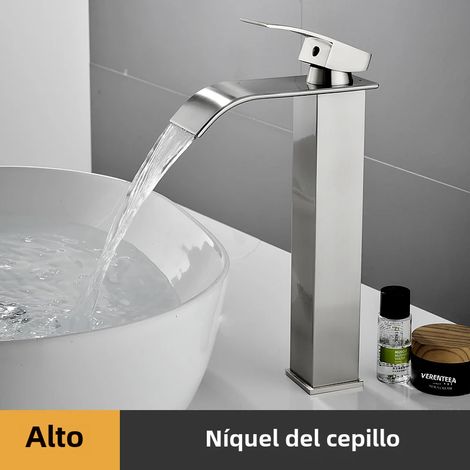 Robinet d'eau chaude et froide moderne en acier inoxydable (Silver-long) à poignée unique (1/4)