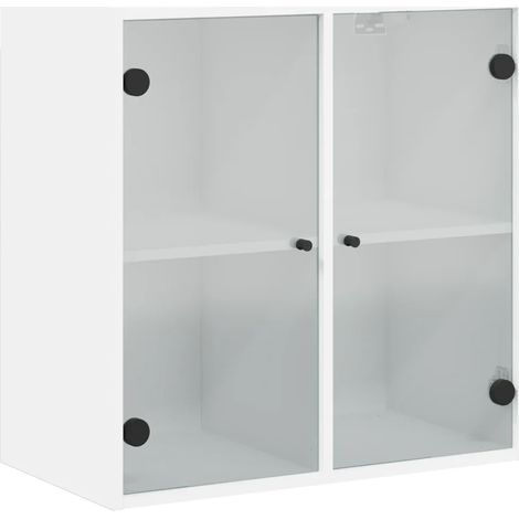 Armoire murale avec portes vitrées design élégant 68 x 37 x 68 cm espace de rangement pratique en bois blanc (1/5)
