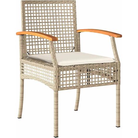 vidaXL Set aus 4 Gartenstühlen Beige aus geflochtenem Kunststoff