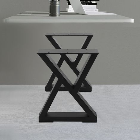 15,7 pouces pieds de table basse pieds de table en métal Set de 2 meubles lourds fleur noir (1/5)