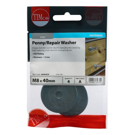 TIMCO Penny / Repair Washers DIN9054 Silver - M8 x 40