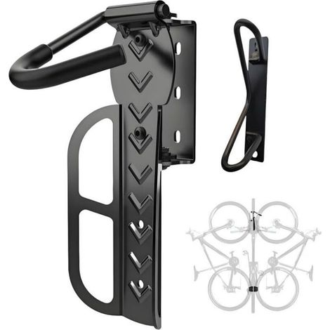 Support mural réglable pour vélos, étagère rangement verticale pivotante acier carbone, pour intérieur et garage (1/4)