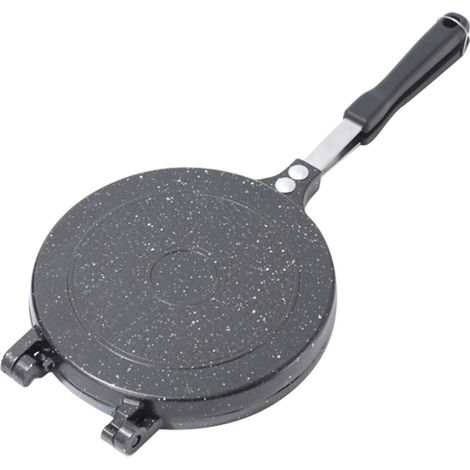 Padella antiaderente a doppia faccia, ideale per cucinare pancake e sandwich, facile da pulire, realizzata in lega di alluminio, colore nero, perfetta per la cucina domestica. (1/5)