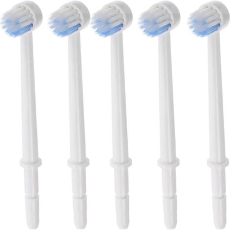 Lot de 5 embouts de rechange pour hydropulseur : têtes rondes en plastique pour le nettoyage des dents et l’hygiène bucco-dentaire quotidienne. Compatibles avec les hydropulseurs. (1/5)
