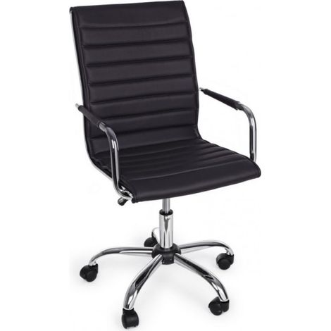 Fauteuil de bureau PERTH noir, accoudoirs réglables en hauteur et roulettes en simili cuir (1/5)
