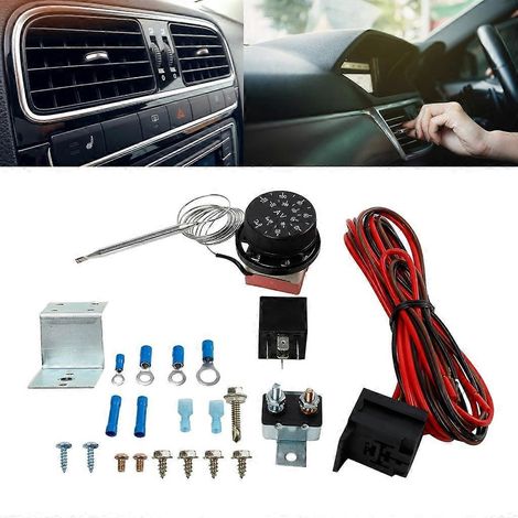 Kit de câblage pour relais de commande, thermostat de réglage du ventilateur de radiateur 12 V pour bus et camions (1/4)