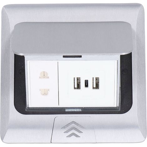 Prise électrique de sol escamotable avec amortisseur, bloc prise bureau USB Type‑C double port, norme américaine (1/5)